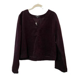 New Women's Madewell‎ Waffle-Knit Relaxed V-Neck Top Sz L
